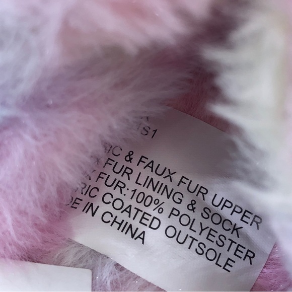 Steve Madden Pink Rainbow Faux Rainbow Fluffy Fur Slip On Slippers 10 M - Picture 6 of 9